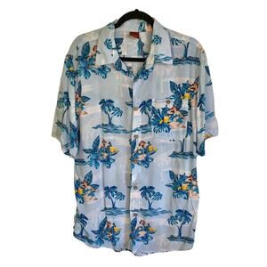 Junction West Tiki Pin-up Tropical Shirt Short Sleeve Button Front Men's Size L